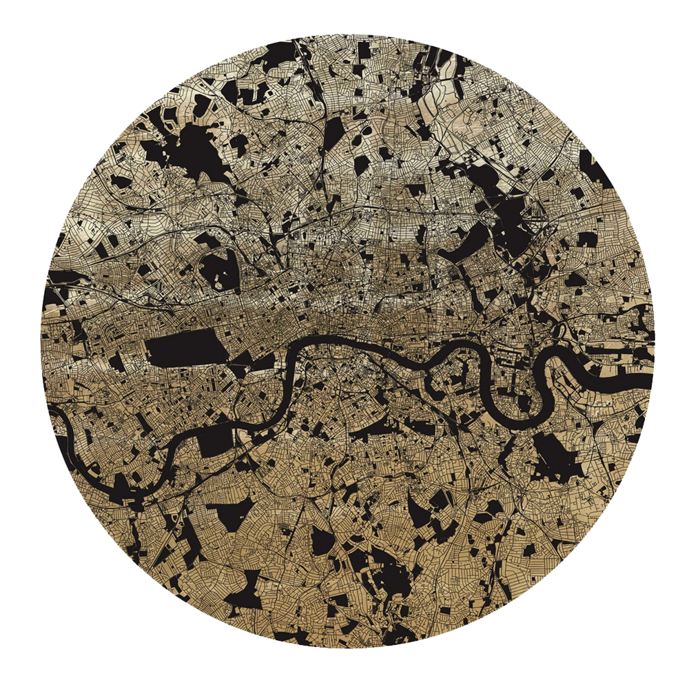 Mappa Mundi London (Black On Gold)