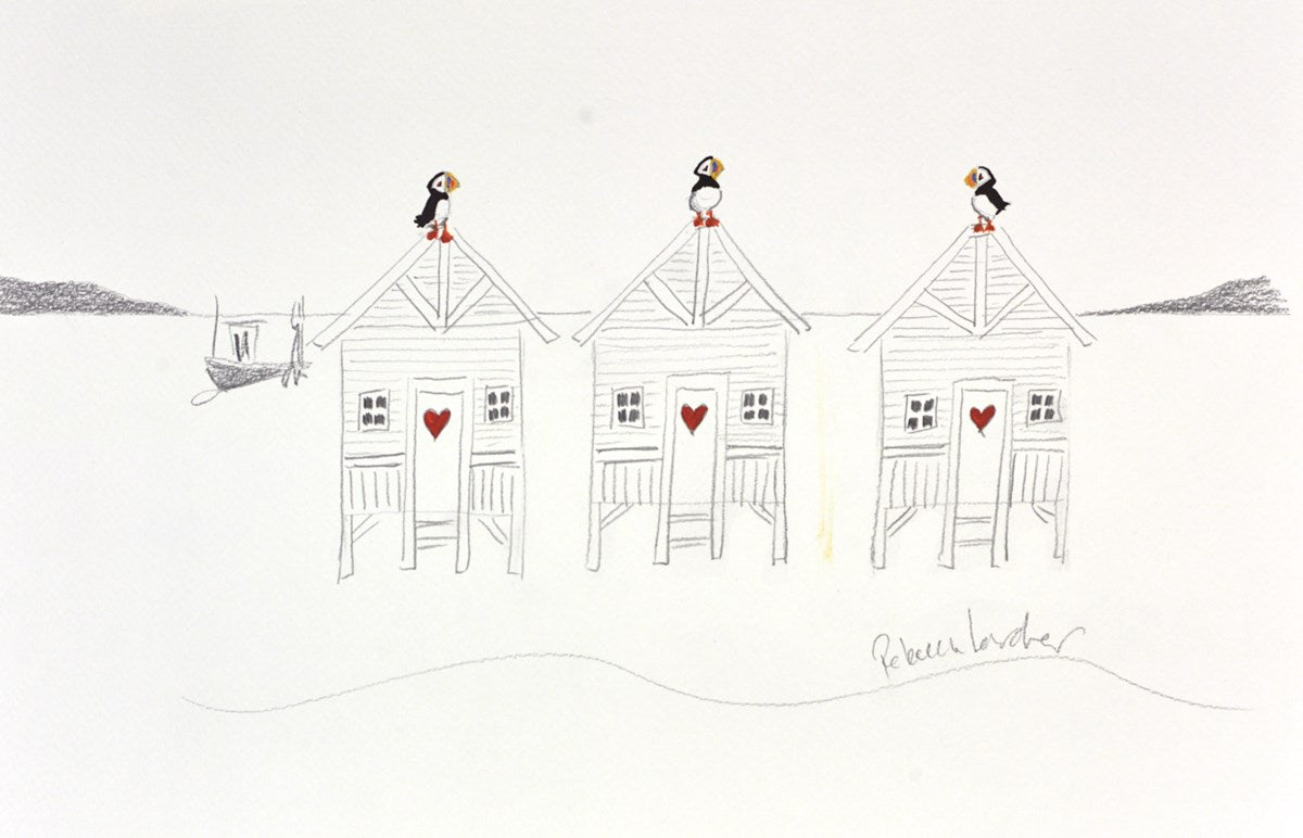 Birds on the Beach Huts (sketch)