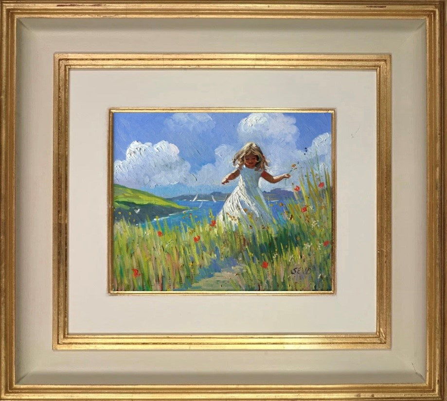 Flower Picking Along the Coastal Path (Framed)