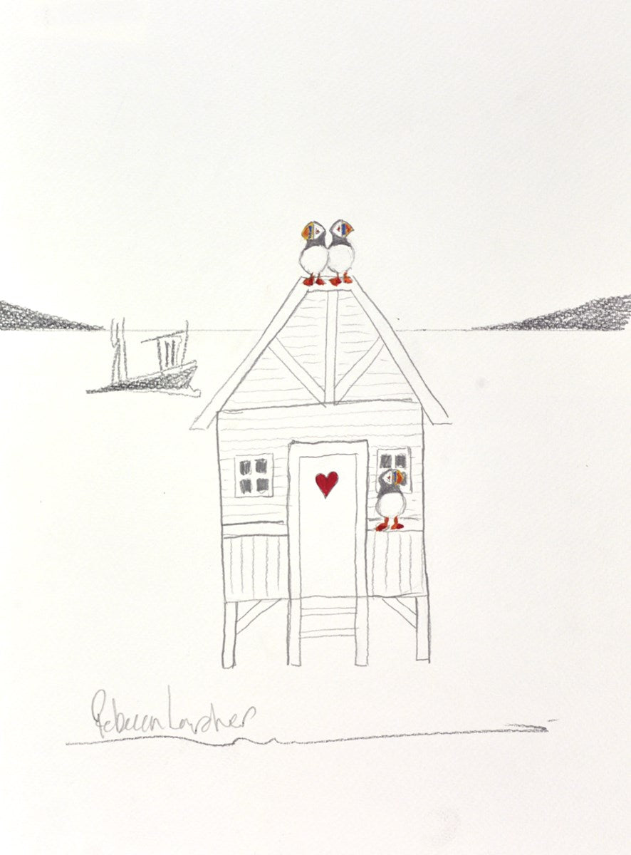 Beach Hut and a Boat (sketch)