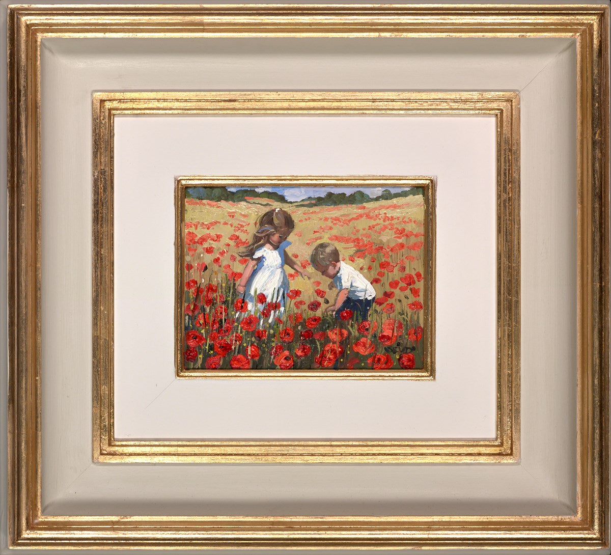 Playing Amongst The Poppies (Framed)
