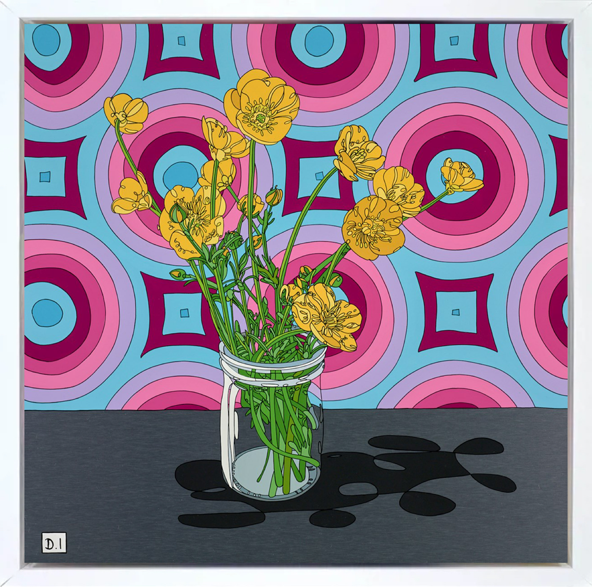 Flowers and Wallpaper (Framed)