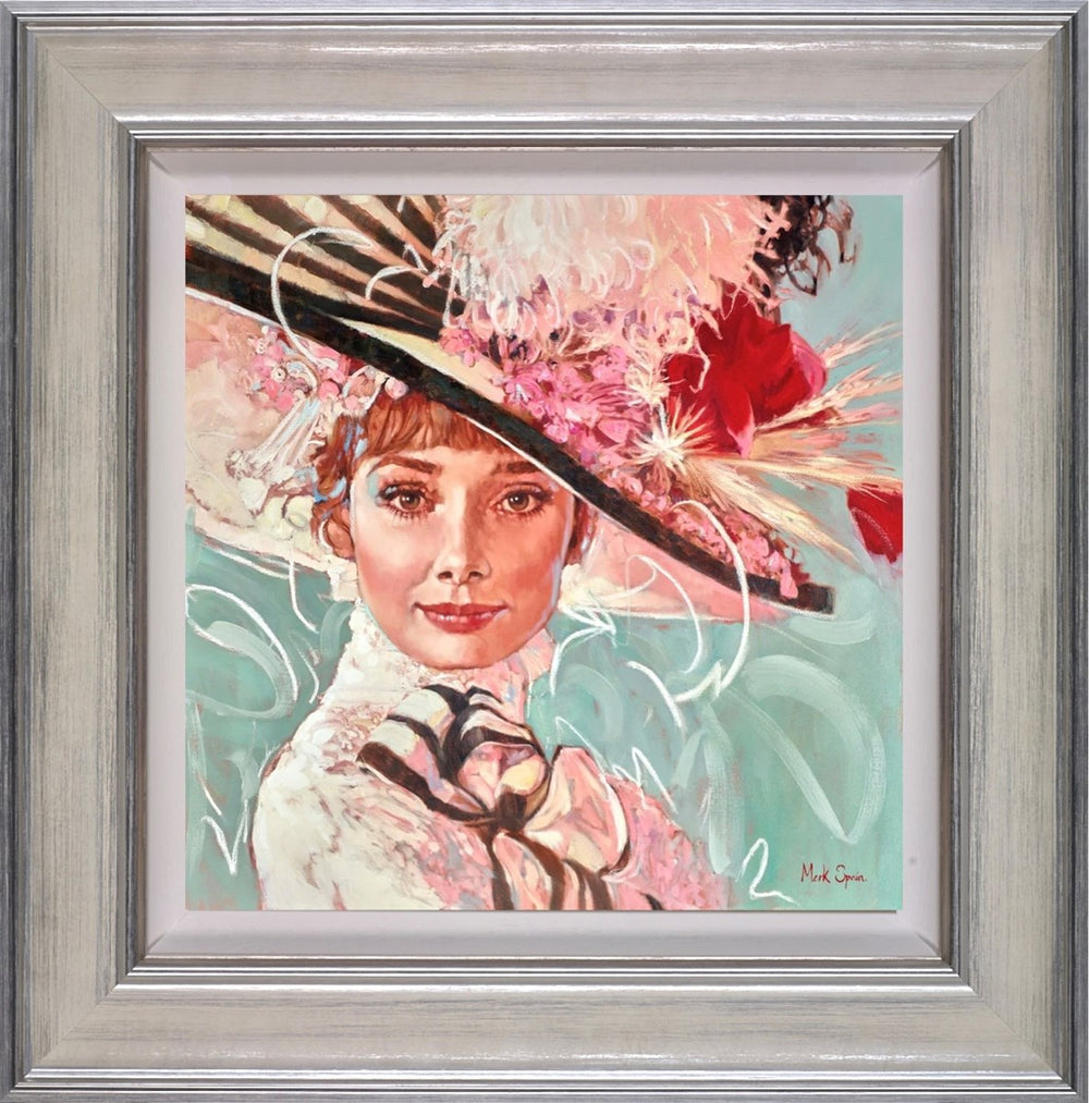 Audrey Hepburn With Large Hat (Flowers) (Framed)