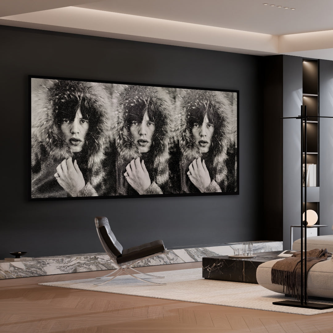 Mick Jagger Triptych, 2023 Stones White