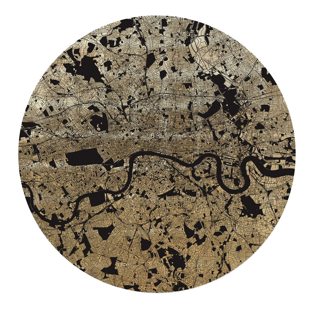 Mappa Mundi London (Black On Gold)