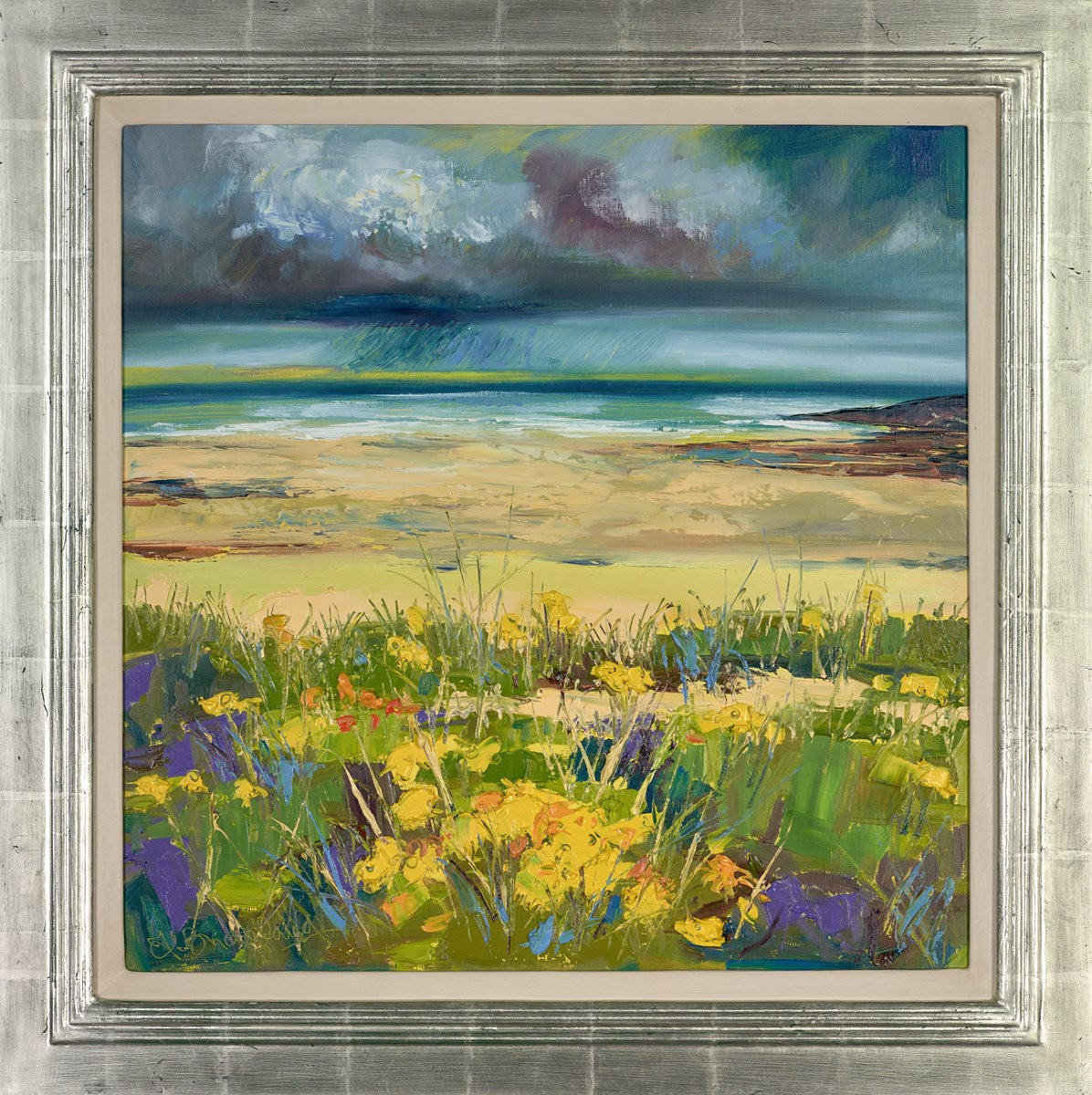 Distant Rain at Port Eynon with Ragwort