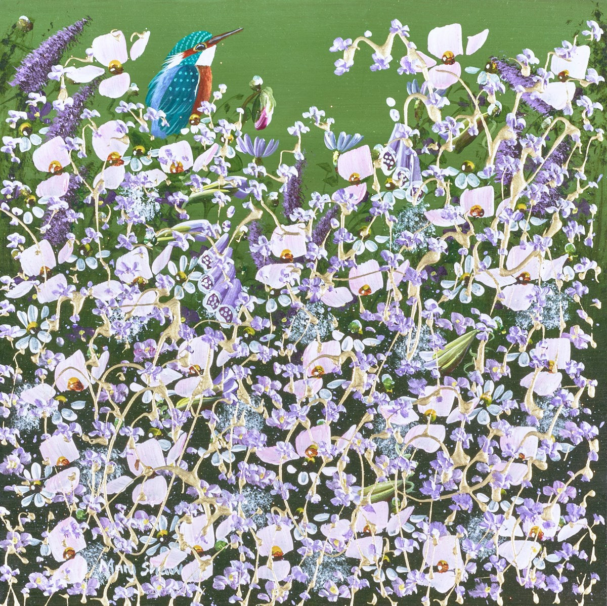 Kingfisher and Spring Florals III