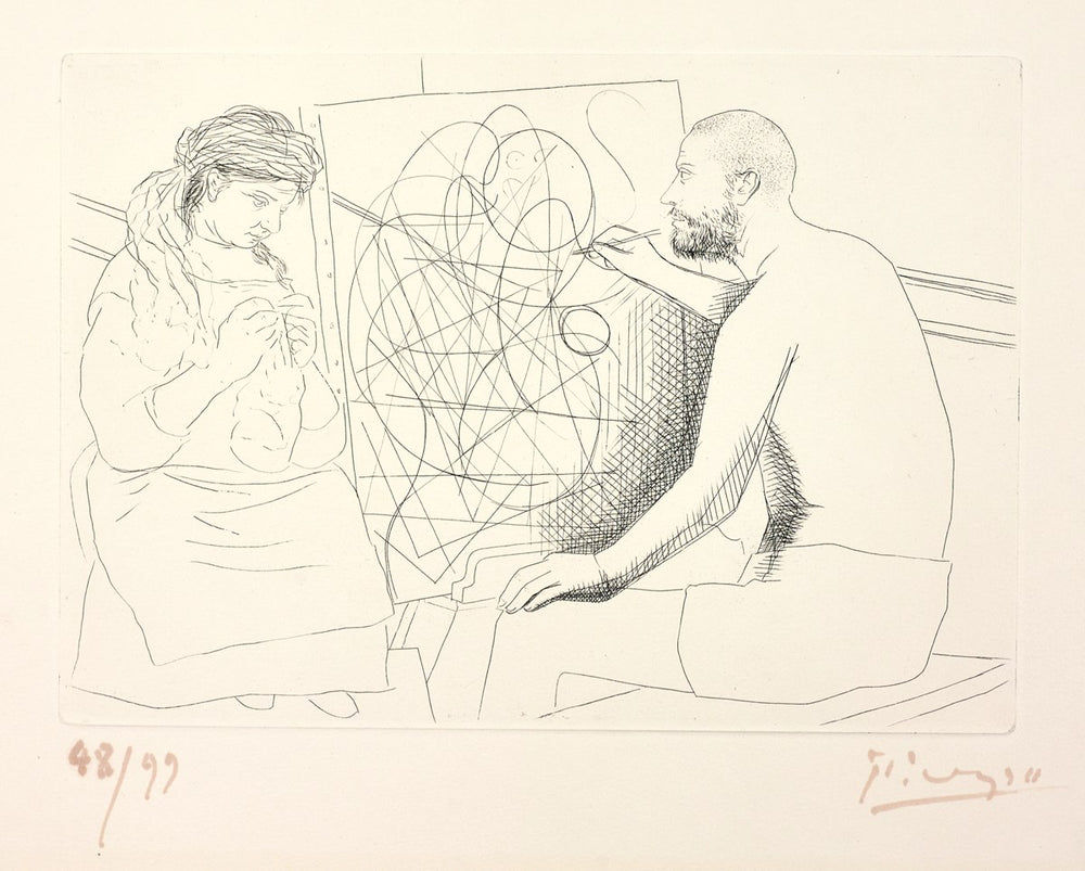 Peintre Et Modèle Tricotant