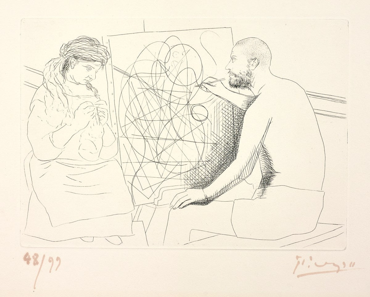 Peintre Et Modèle Tricotant