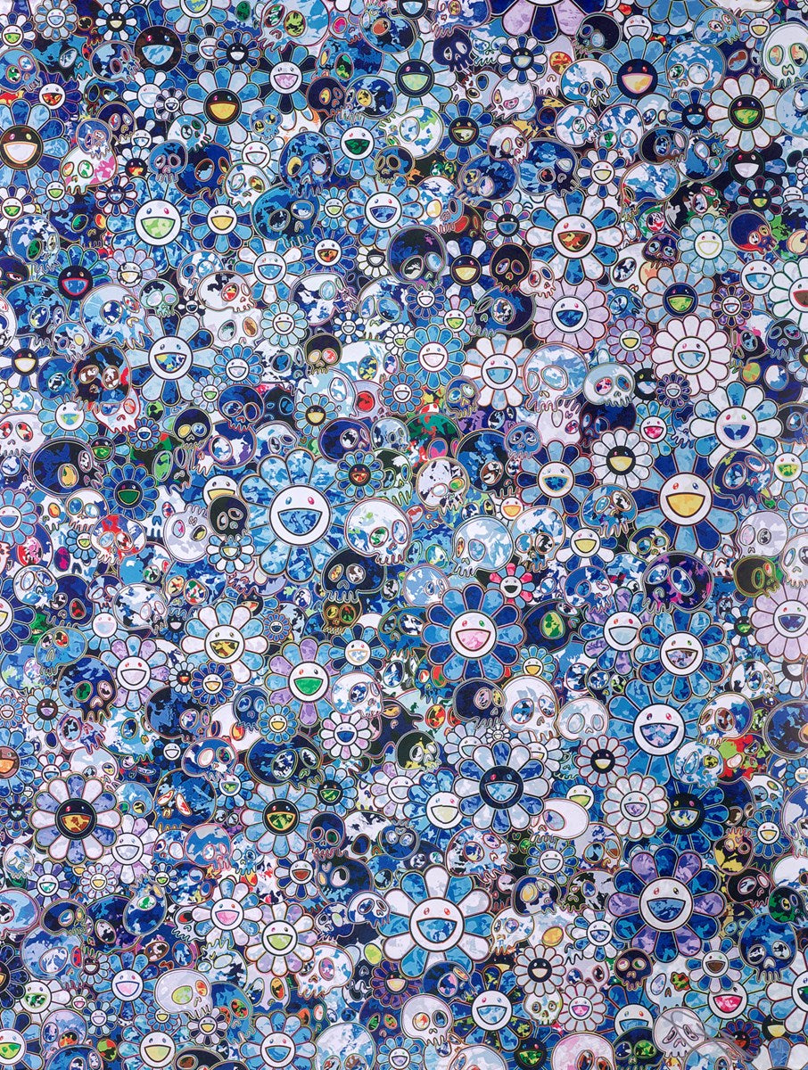 Blue Flower and Skulls