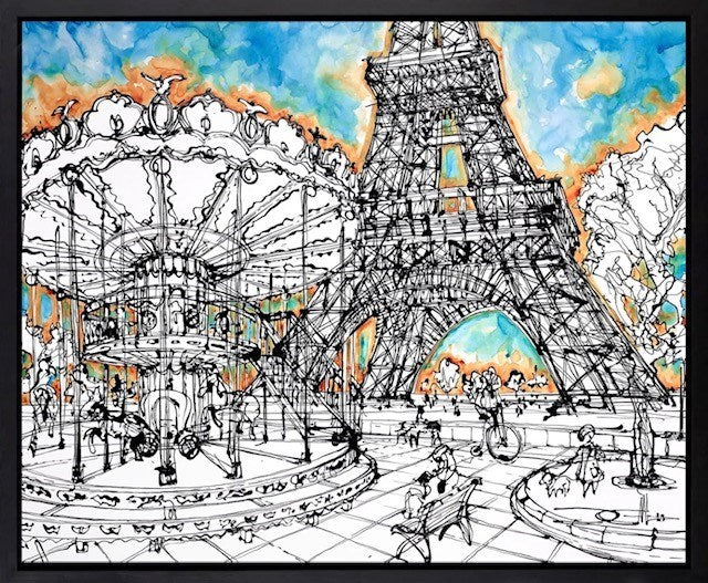 Caroussel de la Tour Eiffel, Paris (Framed)