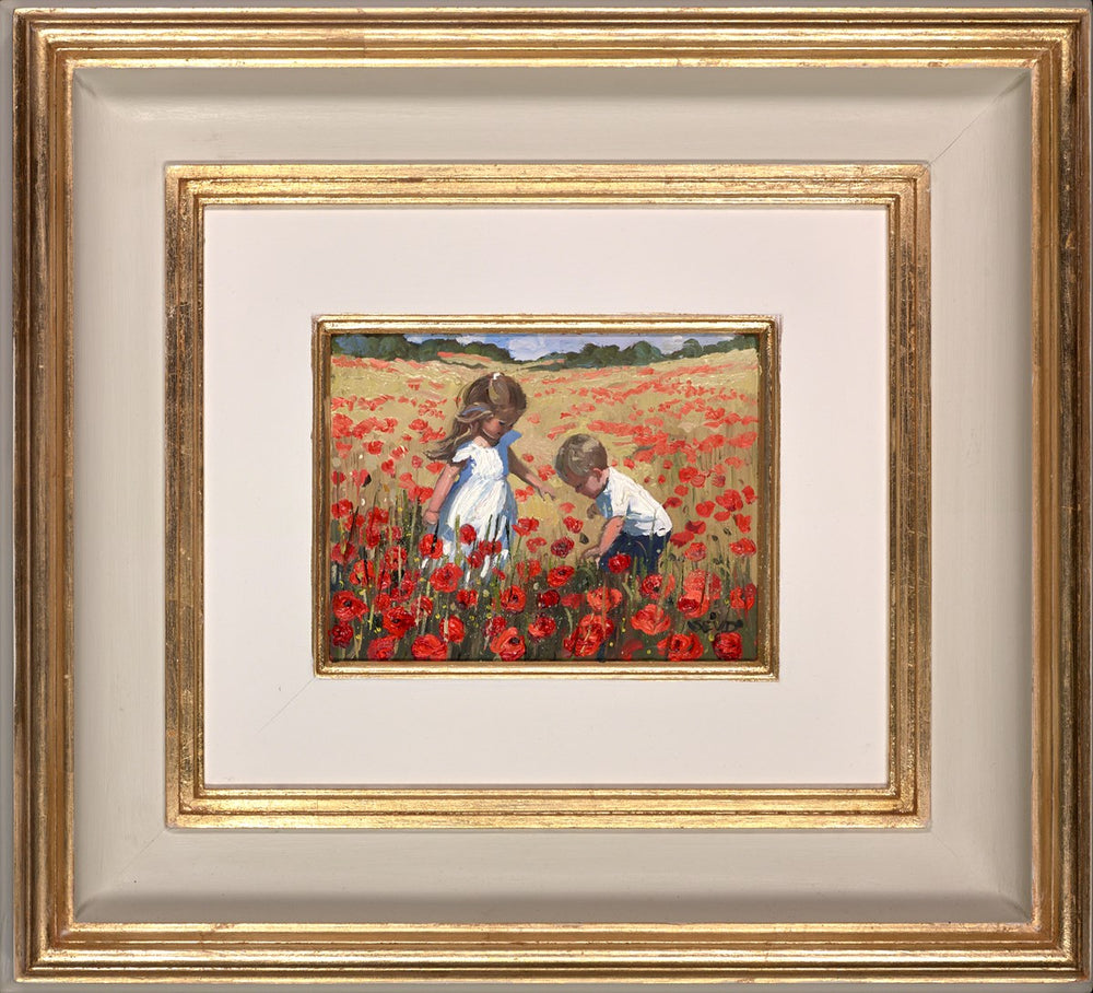 Playing Amongst The Poppies (Framed)