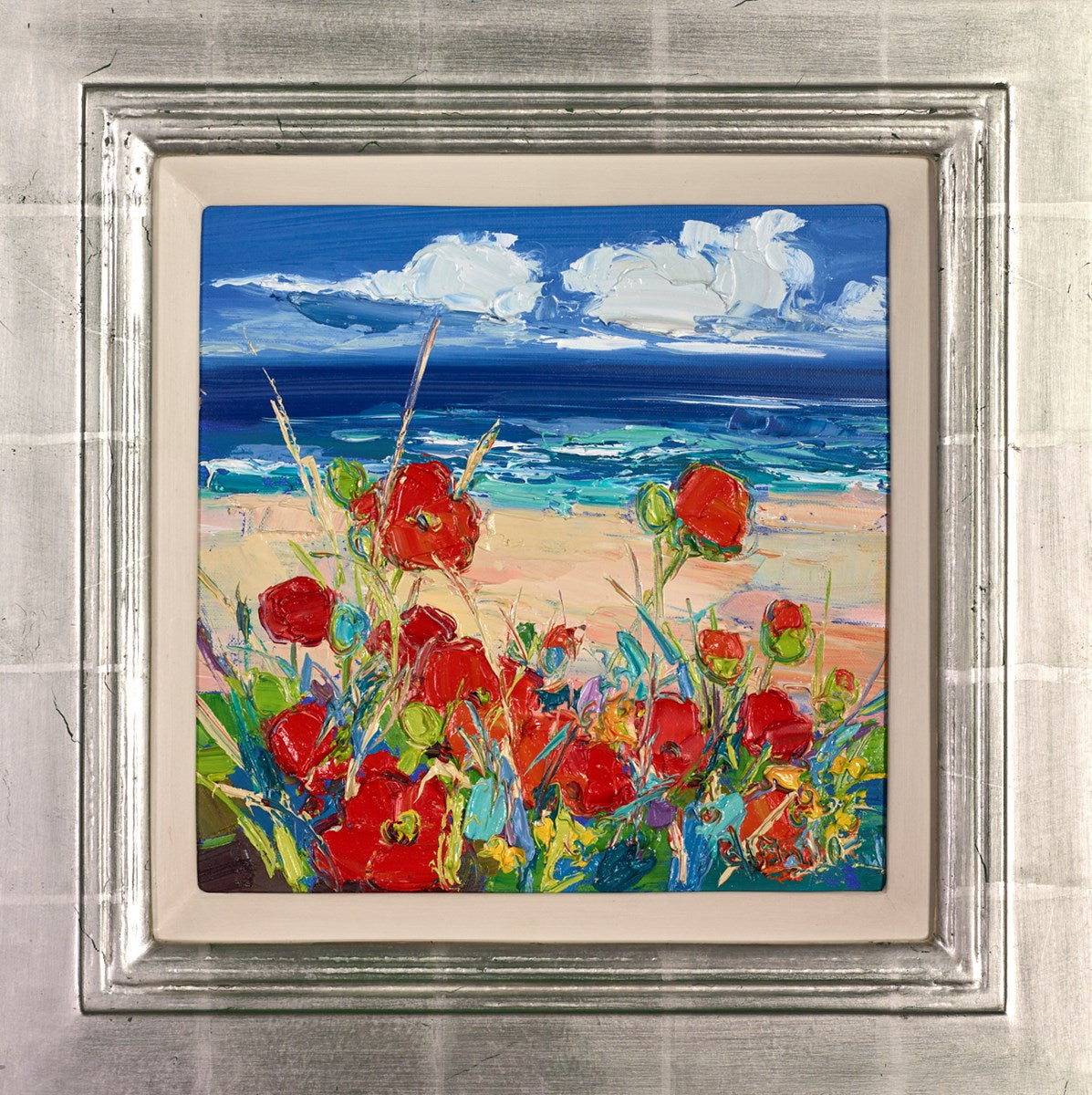 Sand and Sea With Poppies