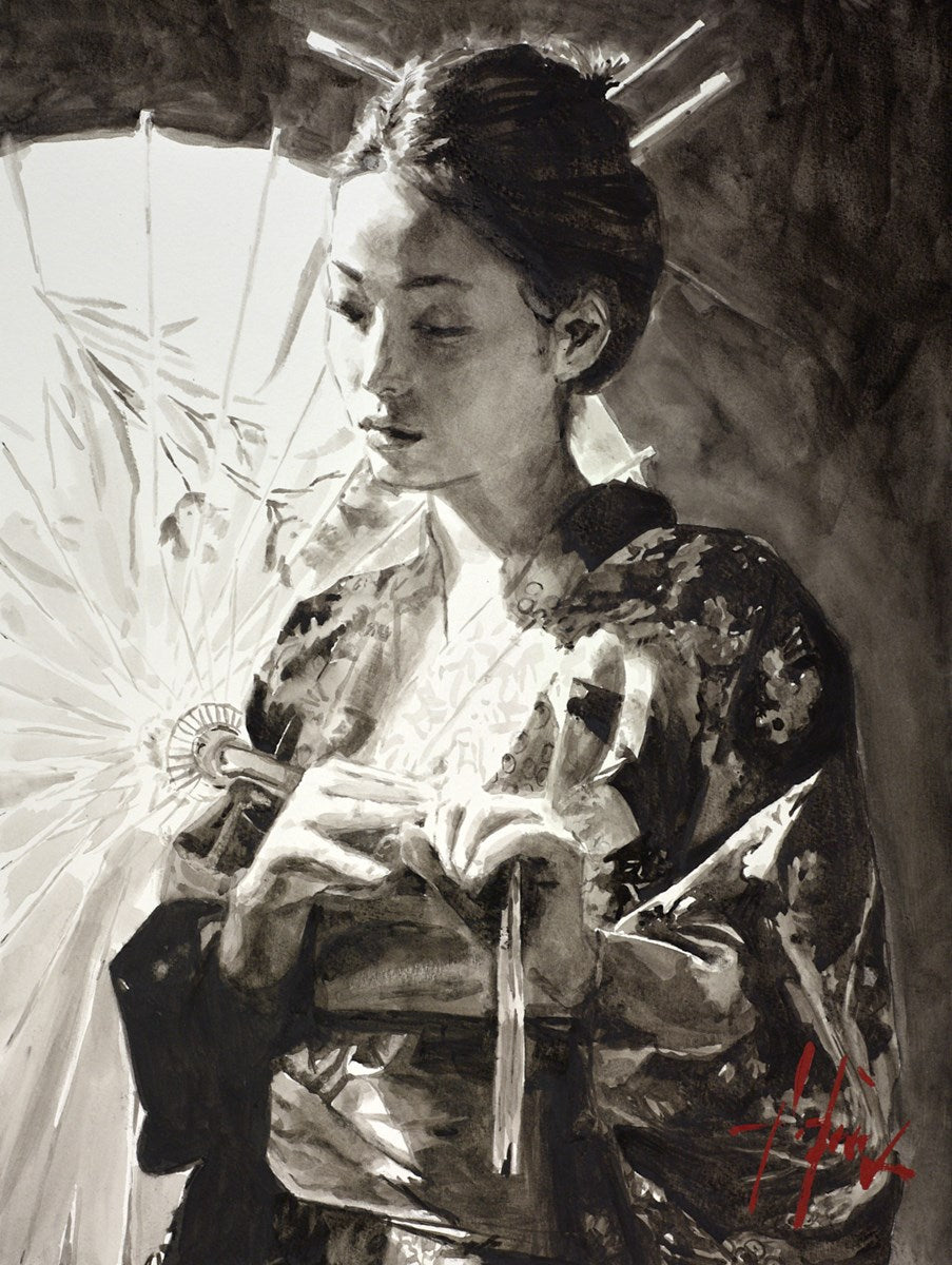 Michiko With White Umbrella