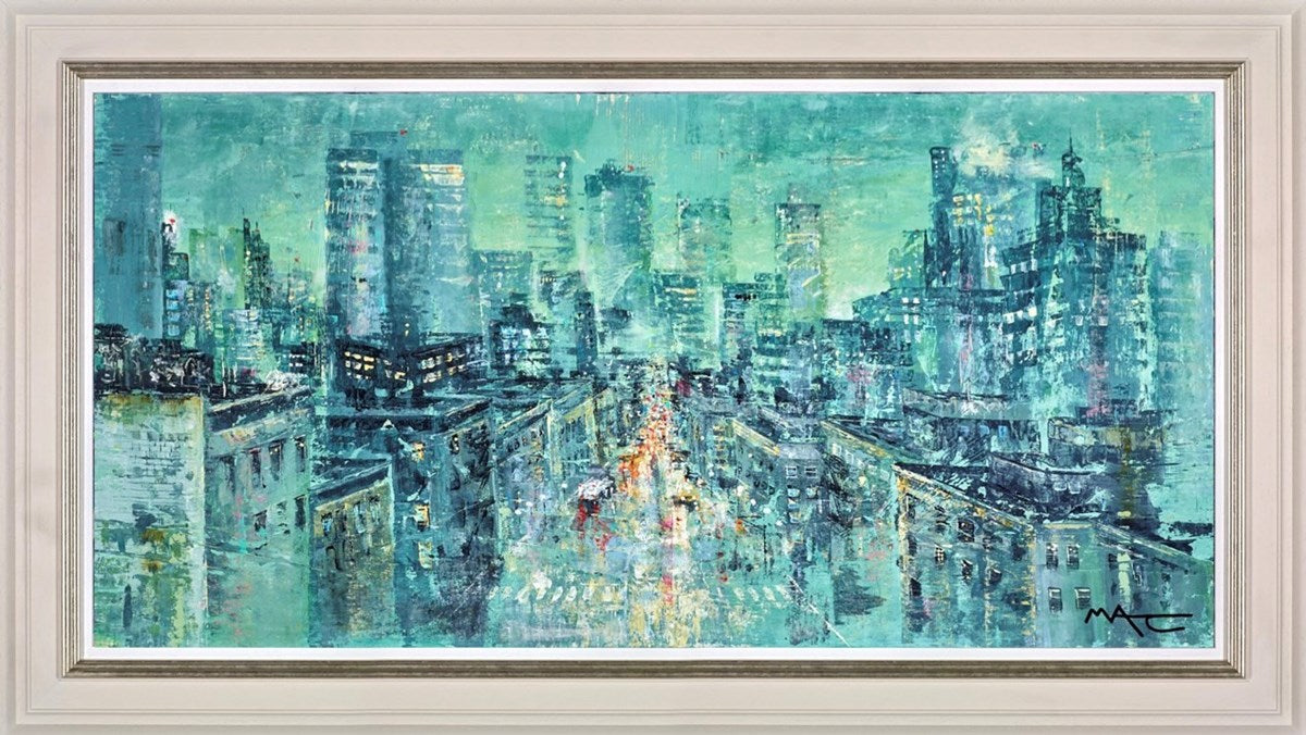 Downpouring in Downtown (Framed)