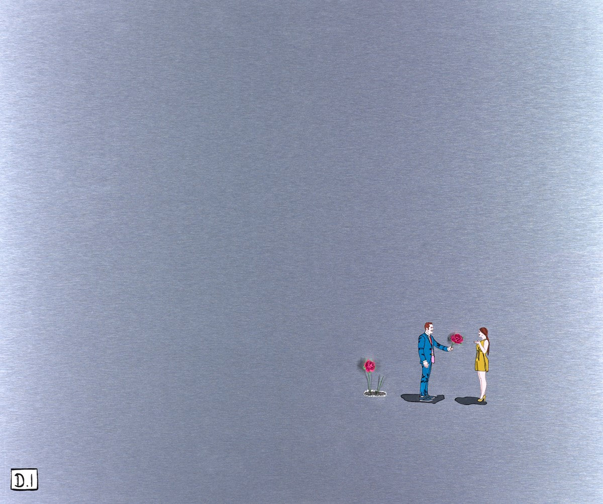 Man With Pink Rose (Mustard Dress)