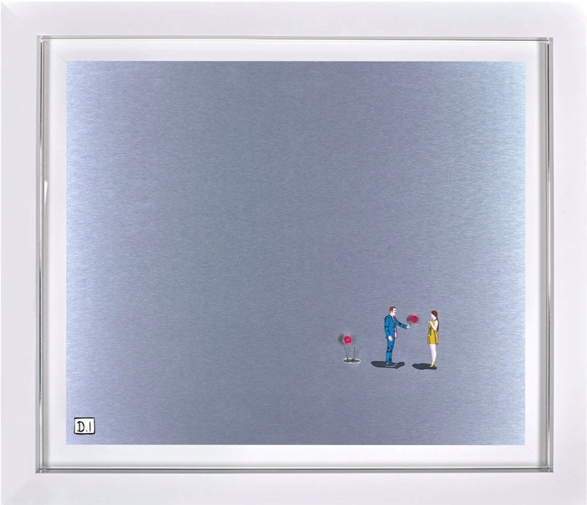 Man With Pink Rose (Mustard Dress) (Framed)