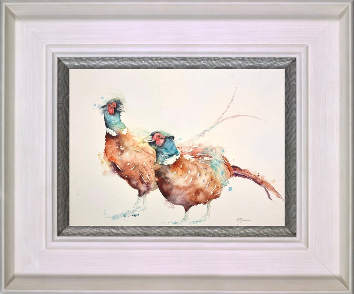 Evening Stroll- Male Pheasants (Framed)